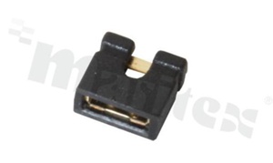 Zworka krótka; wysokości 4.5mm; w rasterze 2.54mm; typu "open"; czarna