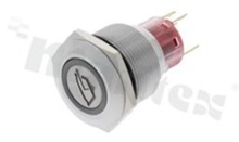 Push button switch; monostable; 22mm; solder terminals; stainless steel; blue ring and bilge simbol illumination; IP65.