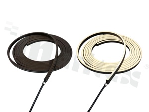 LED strip; black Neon type; horizontal bending; warm white 3000K; CRI min. 90; 24V; width: 6 mm; height: 12 mm; 120 LED/m; 10 W/m; IP67; cut every 50 mm; bottom entry; 5m reel
