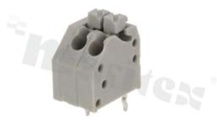 Listwa zaciskowa do PCB; w rastrze 3.50mm; 2-torowa; skośne wejście przewodu; na przewód 0.20-1.00mm2 (28-18AWG); ze stykiem sprężynowym; szara; UL 300V/10A