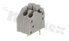 Listwa zaciskowa do PCB; w rastrze 3.50mm; 2-torowa; skośne wejście przewodu; na przewód 0.20-1.00mm2 (28-18AWG); ze stykiem sprężynowym; szara; UL 300V/10A