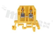 Installation terminal block; 1-level; 2-contacts; for wire 0,5-2,5mm2; screw terminal; yellow; Din rail; 1000V/24A