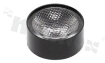 Soczewka do diod LED high power; kąt rozsyłu: 40 stopni FWHM; ilość diod: 1; rozmiar: okrąg 21mm; wysokość: 9.6mm; rodzaj materiału: PMMA; PC; sposób mocowania: klej