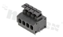 Listwa zaciskowa do PCB; w rastrze 3.81mm; 4-torowa; poziome wejście przewodu; na przewód 1.5mm2 (AWG 20-18); ze stykiem sprężynowym; szara; UL 300V/5A, IEC 250V/10A