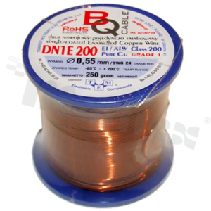 Insulated winding wire; with one layer of enamel insulation; diameter 0.55mm; SWG 24; -65+200 deg.C; 110m; 250g.