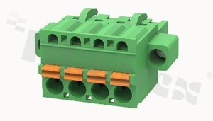 Listwa zaciskowa rozłączalna; w rastrze 5.00mm; 4-torowa; żeńska; na przewód 2.50mm2 (26-12AWG); kierunek wtykania równoległy do osi przewodów; z zaciskiem sprężynowym; z zaczepem śrubowym; styki z fosforobrązu; stalowa klatka; UL 300/10A TUV 320/20A