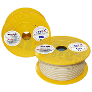 Przewód pojedynczy LGY/H05V-K; z wielodrutową miedzianą żyłą; beżowy/biały; przekrój 0.50mm2; AWG 20; 500V; -40+105 st.C; 100m.