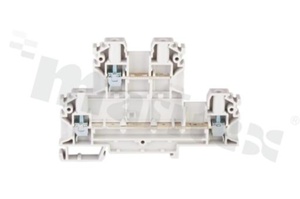 Złączka szynowa;2-poziomowa;3 zaciskowa na przewód 0,5-4mm2; zacisk śrubowy; biała; na szyne DIN;  1000V/32A