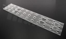 Lens for LED mid power; angle: 90 degrees ; Number of LEDs: 33; Dimensions: 286x60mm; Height: 7.17mm; material: PMMA; Fastening: screw