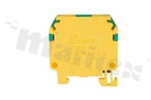 Mini Installation terminal block; 1-level; 2-contacts; for wire 0,5-4,0mm2; screw terminal; yellow-green; Din rail; 400V-32A