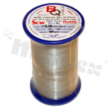 Silver coated copper wire; diameter 0.50mm; SWG 25; -40+105 deg.C; 300m; 500g.