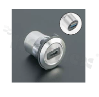 Gniazdo USBC3.1; żeńskie; otwór montażowy 22mm; podłączenie na wtyk USBC3.1 żeński; korpus srebrny; stop aluminium.