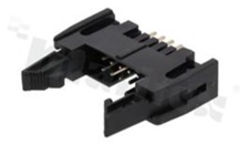 Full shrouded header for PCB; pitch 2.54mm; 10-contacts; THT; male; top entry