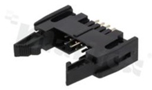 Full shrouded header for PCB; pitch 2.54mm; 10-contacts; THT; male; top entry