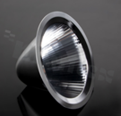 Reflektor do diod LED COB; kąt rozsyłu: 55 do 62 stopni FWHM; ilość diod: 1; rozmiar: okrąg 110mm; wysokość: 65mm; rodzaj materiału: aluminium; sposób mocowania: taśma