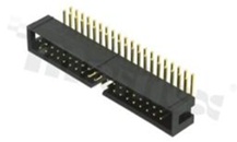 Full shrouded header for PCB; pitch 2.54mm; 38-contacts; THT; male; side entry