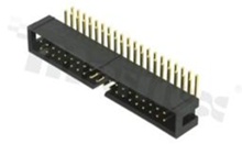 Full shrouded header for PCB; pitch 2.54mm; 38-contacts; THT; male; side entry