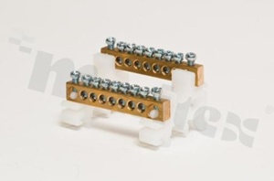 Listwa zaciskowa na szynę din; zerowa; ochronna; dwu-poziomowa 7x10mm2 +7x10mm2; zacisk śrubowy;szara