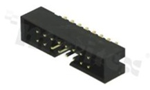 Full shrouded header for PCB; pitch 2.00mm; 16-contacts; THT; male; top entry