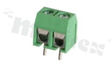 Listwa zaciskowa do PCB; w rastrze 5.00mm; 2-torowa; pionowa; na przewód 1.5mm2 (AWG 26-14); ze śrubami na wkrętak krzyżakowy; klatka mosiężna; zielona; UL 300V/20A; TUV 250V/17.5A