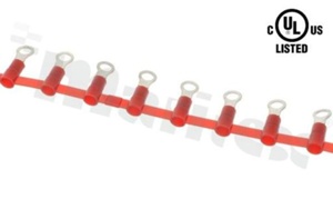 Ring terminal; M4; for wire 0.5-1.25mm2; tinned brass; isolated red; Imax - 19A