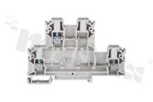 Installation terminal block; 2-level; 3-contacts; for wire 0,5-4mm2; screw terminal; grey; Din rail; 1000v/32A