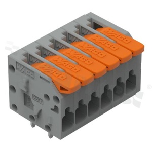 Listwa zaciskowa do PCB; przewód-płytka; na przewód 0.14 - 2.5 mm2; raster 3.5 mm; 6-torowa; 6 zaciskowa; Push-in; szary; 300V/10A