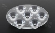 Soczewka do diod LED high power; kąt rozsyłu: 25 stopni FWHM; ilość diod: 7; rozmiar: okrąg 67mm; wysokość: 13.4mm; rodzaj materiału: PMMA; PC; sposób mocowania: śruby