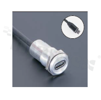 Gniazdo USBC3.1; żeńskie; otwór montażowy 22mm; podłączenie na wtyk USBC3.1 męski; długosć przewodu 100cm; korpus srebrny; stop aluminium.