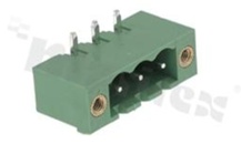 Pluggable terminal block; pitch 5.08mm; 3-ways; male; R/A pin header; closed type; with fixed screws; UL 300V/16A; TUV:320V/20A