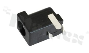 Gniazdo zasilające do PCB; męskie; kątowe; średnica kołka 2.5mm; średnica otworu 6.3mm; montaż: THT; gięte nóżki