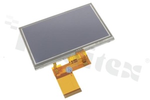 Wyświetlacz TFT; LCD 4.3"; 480xRGBx272 pikseli; rezystancyjny panel dotykowy RTP; cyfrowy; transmisyjny normalnie biały; jasność 200 cd/m2; kontrast 700:1; podświetlenie białe LED; 40 pinów