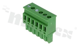 Pluggable terminal block; 5.08mm pitch; 6-ways; female; for wire 2.50mm2(28-12AWG); wire insertion direction 90° to plug-in direction; p.bronze contacts; brass cage; UL 300V/15A