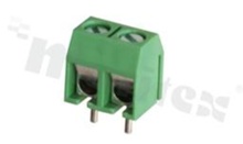 Listwa zaciskowa do PCB; w rastrze 5.00mm; 2-torowa; pionowa; na przewód 1.5mm2 (AWG 26-14); ze śrubami na wkrętak płaski; klatka mosiężna; zielona; UL 300V/20A; TUV 250V/17.5A