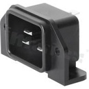 Złącze zasilające AC IEC 60320 C20, klasa ochronności I; montaż: do panela, śrubowy od tyłu; wyprowadzenia do PCB; kolor czarny; IP20; 16A, 250VAC