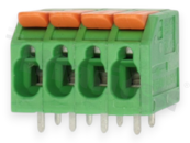 PCB terminal block; pitch 5.00mm; 4-ways; range wire 4.0mm2 (AWG 24-12); spring-loaded; green; UL 300V/20A