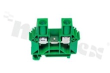 Installation terminal block; 1-level; 2-contacts; for wire 0,5-16,0mm2; screw terminal; green; Din rail; 1000V/76A