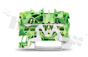 Installation terminal block; 1-level; through; 2-terminal for wire 0.25-4.0mm2 (22-12AWG); spring-loaded; green; for DIN rail