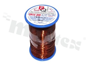 Insulated winding wire; with one layer of enamel insulation; diameter 0.55mm; SWG 24; -65+200 deg.C; 220m; 500g.