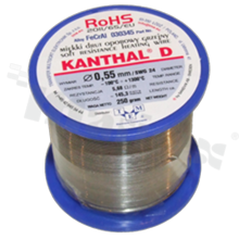 Drut oporowy grzejny Kanthal; renomowanego szwedzkiego producenta; średnica 0.55mm; SWG 25; -100+1300 st.C; 145.3m; 250g.
