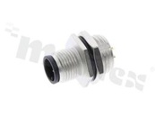 Receptacle M12; A-code; 5 pins; male; straight; 4A; for panel; rear side nut; solder; IP68