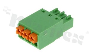Pluggable terminal block; 3.50mm pitch; 3-ways; female; for wire 0.2-1.00mm2(28-16AWG); wire insertion direction same as plug-in direction; p.bronze contacts; UL 300V/8A