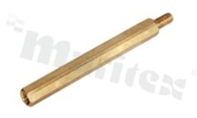 Screwed brass spacer sleeve; Int. thread: M3; Ext. thread: M3; 45mm