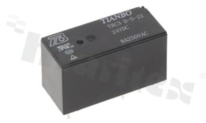 Przekaźnik elektromagnetyczny; prąd znamionowy 8A; napięcie cewki 24VDC; podwójne styki przełączne (2C); moc cewki 400mW; 8A/30VDC; 8A/250VAC