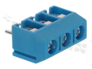 PCB terminal block; pitch 5.00mm; 3-ways; vertical; wire range 1.50mm2; brass cage;with screws for a cross screwdriver; blue color; 250V/16A