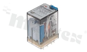 Electromagnetic relay; contact rating current 7A; coil voltage 24VDC; 4 changeover contacts (4P); coil power 1W; 7A/30VDC; 7A/250VAC