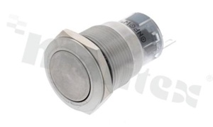 Push button switch; monostable; 19mm; solder terminals; stainless steel; IP67.