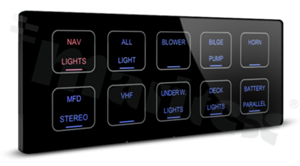 Piezoelectric panel "CRUZO"; 2x5; glass front; solution designed for full customization of the product.
