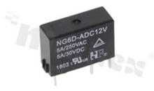 Przekaźnik elektromagnetyczny; prąd znamionowy 5A; napięcie cewki 12VDC; pojedynczy styk zwierny (1A); 5A/30VDC; 5A/250VAC