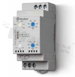 Electronic voltage monitoring relay for three-phase applications (380-415VAC); 1 changeover contact 6A SPDT; coil voltage 400VAC; coil power 11VA; 6A/250VAC; mounting: screw terminals, DIN-Rail